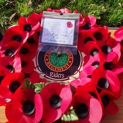 A poppy wreath from the 22nd Riders, Cheshire Regiment.