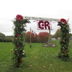 The EverGreen Arch decorated with CR for the 2022 commemoration.