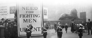 Army recruitment posters calling for fighting men.