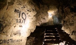 First World War inscriptions on the wall of a tunnel near Arras.