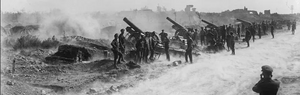 Artillery and troops on the Western Front.