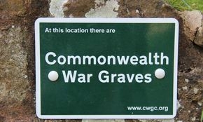 Sign marking Commonwealth War Graves in the churchyard.