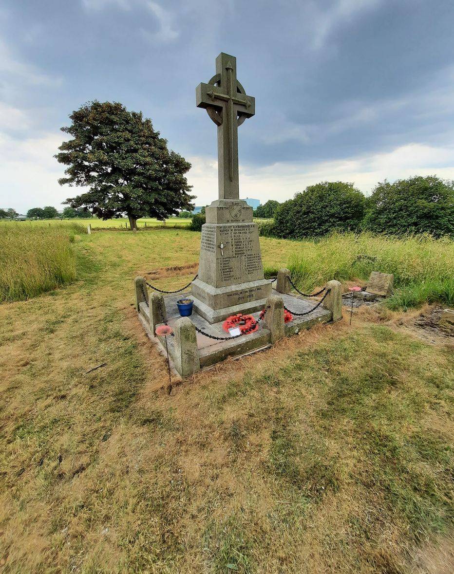 The Marston War Memorial after repairs to its base in June 2022.