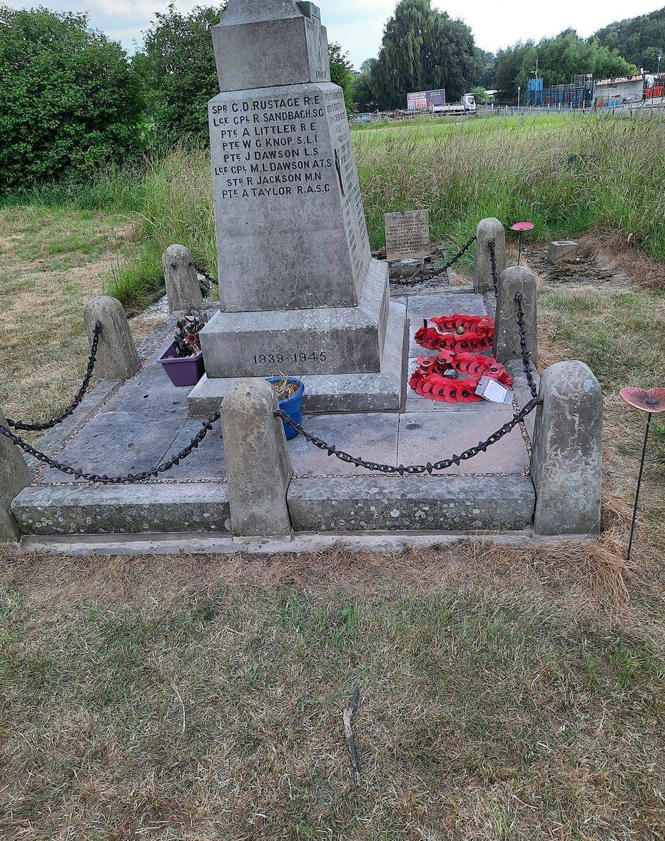 The restored stone base of the Marston War Memorial.