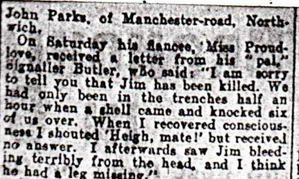 Newspaper account reporting James Poole's death.