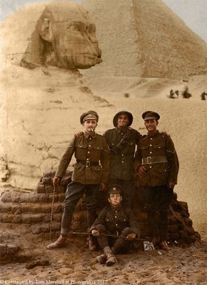 A group of soldiers photographed in Egypt.