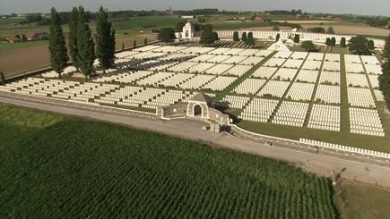Aerial view of Tyne Cot Cemetery, Belgium.