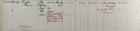 Army service record entry for Thomas Cooke.
